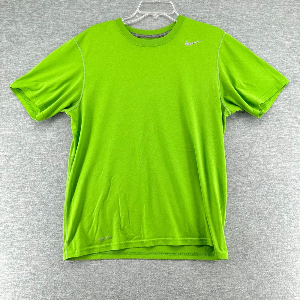Nike T-Shirt Mens Medium Green Dri-Fit Short Sleeve Athletic Training Swoosh
